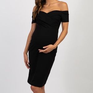 PinkBlush Black Off Shoulder Maternity Dress